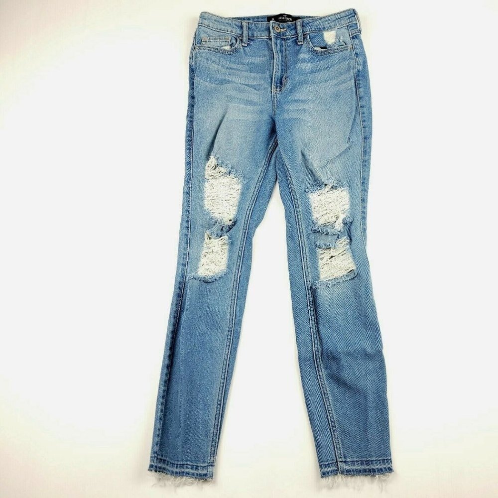 Hollister High Rise Crop Super Skinny Women Distressed Size 26 (26x27)